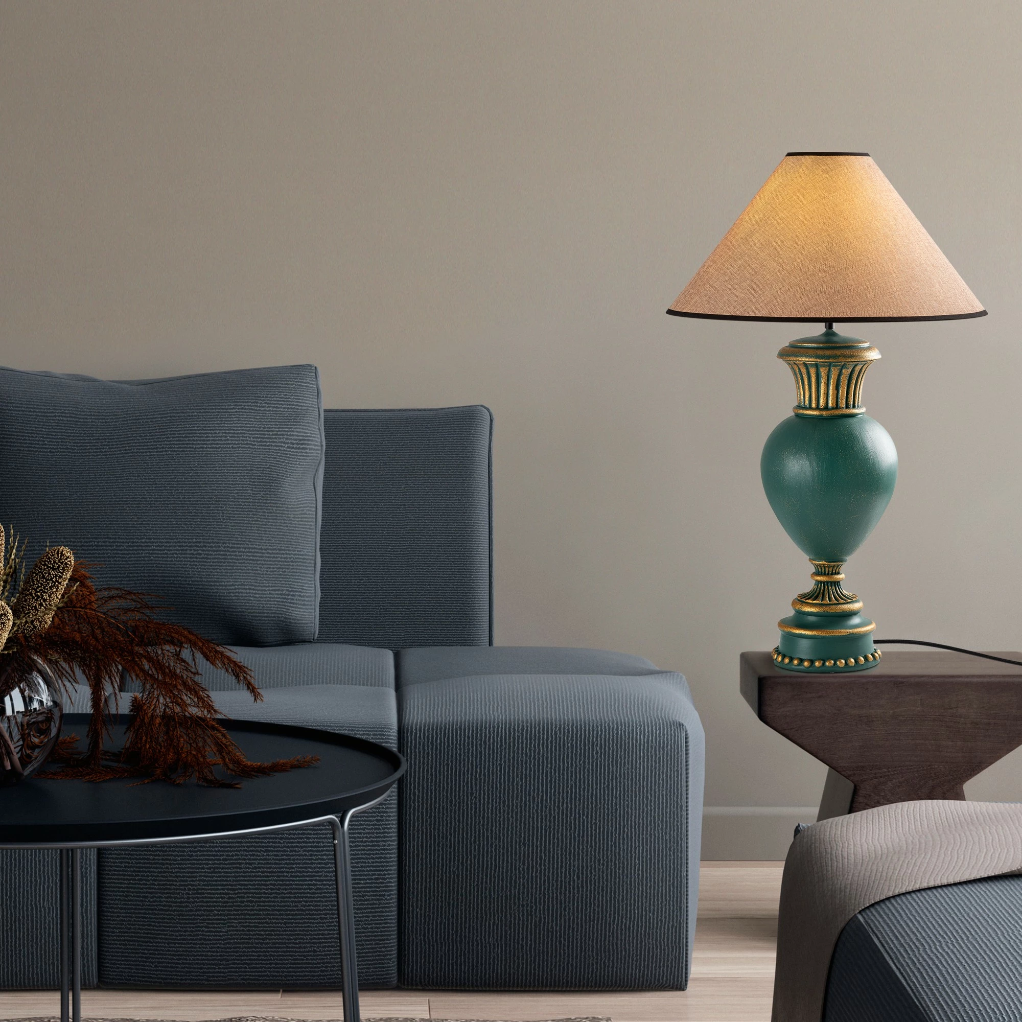 Llambë tavoline Opviq, ELEGANZE-5324, ngjyrë e gjelbër dhe kafe e çelët