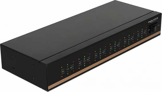 Hub serik DeLOCK USB 2.0 në 12x RS-232, metal, mbrojtje nga mbitensioni, i zi