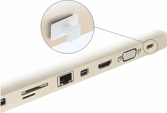 Mbrojtës pluhuri për port USB Type-C DeLOCK, set 10 copë, i bardhë