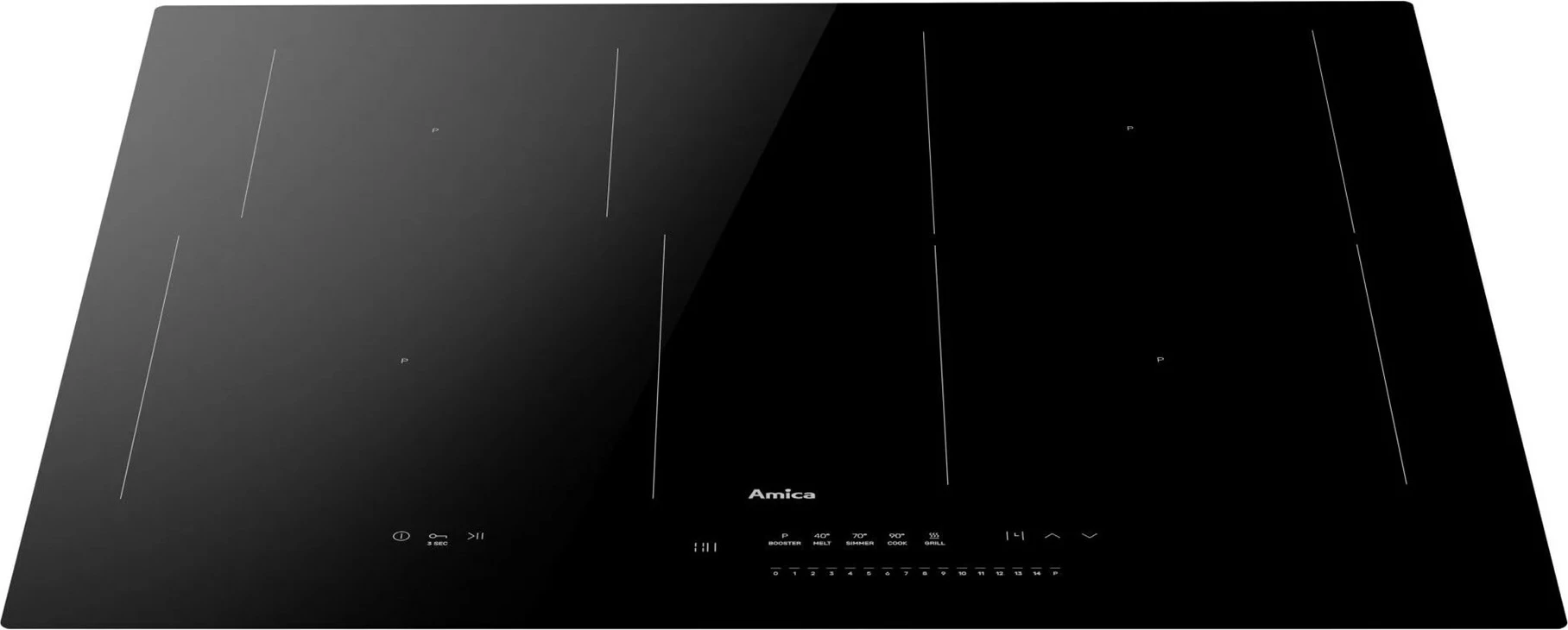 Pllakë induksioni Amica PIM6541PHTSUN 3.0, e zezë, 4 zona