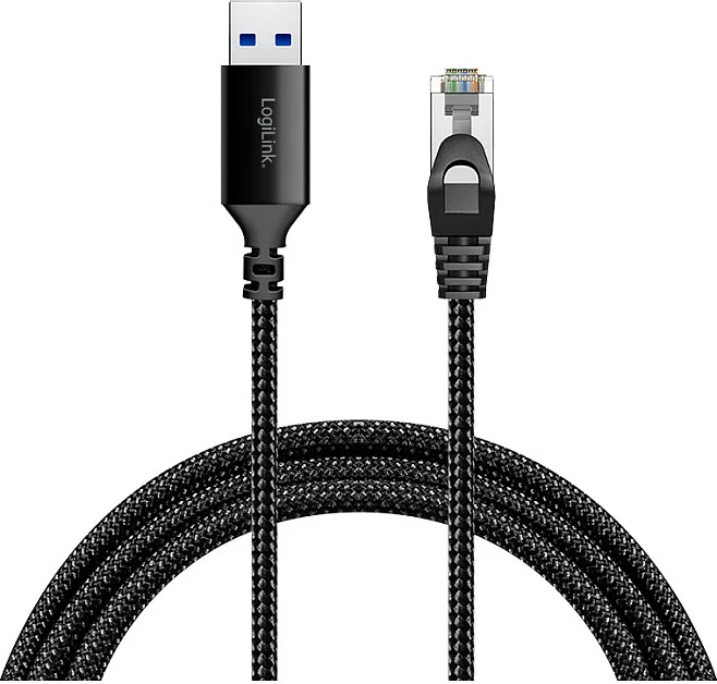Adapter kabllo USB 3.0 në Ethernet LogiLink, A në RJ45, 1 Gbps, 2 m, zi/gri
