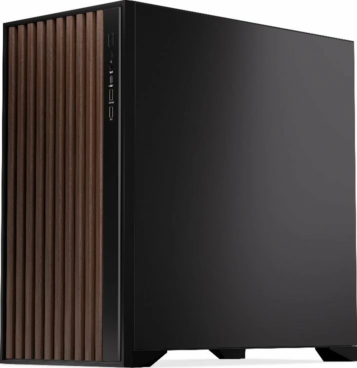 Kasë Krux Palum KRXD008 Midi Tower ATX/Micro-ATX/Mini-ITX, USB-C, 2x120mm fans, pa PSU, zezë/kafe