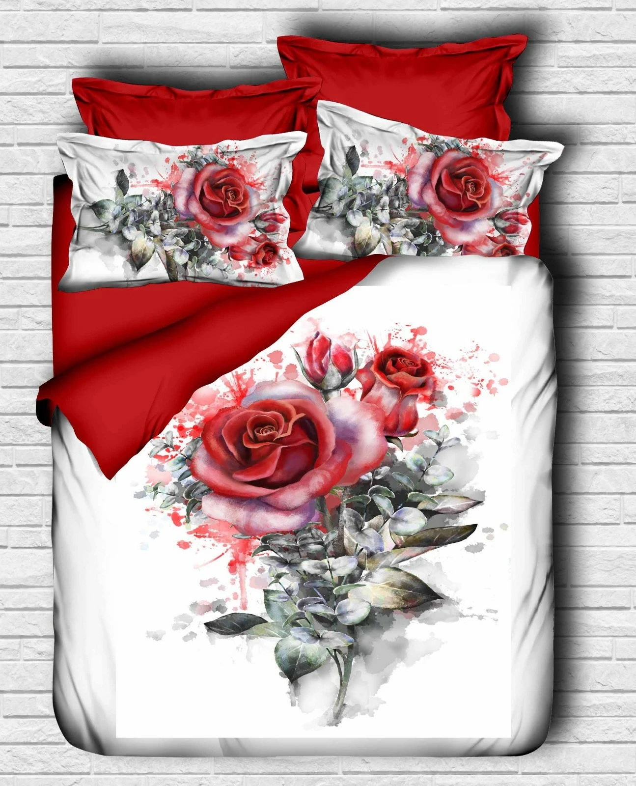 Set mbulesë për jorgan king size, L'essentiel, ngjyrë e bardhë, e kuqe, e gjelbër, 167