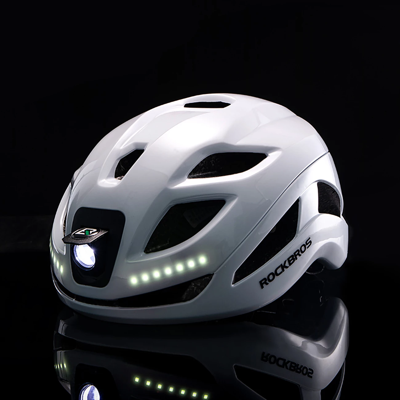 Helmetë biçiklete Rockbros ZK-077, 57-61 cm, me ndriçim të integruar USB-C, e bardhë