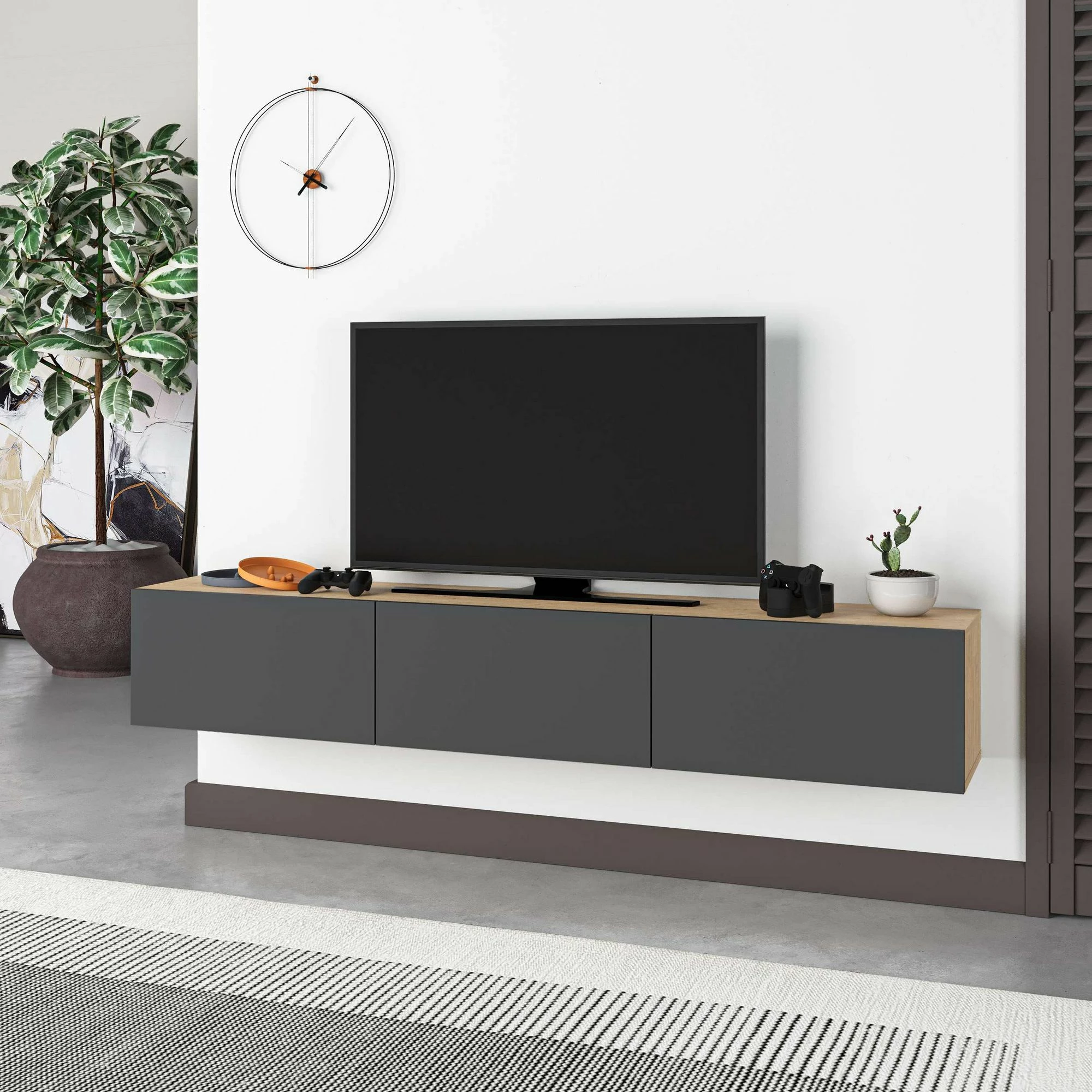 Komodë TV Skye Decor Francy 180, ngjyrë lis safir, antracit