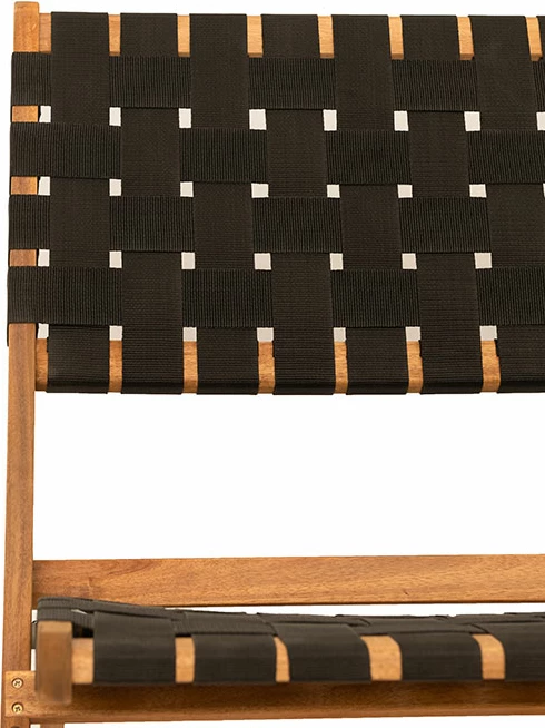 Karrige palosëse Hastag, dru akacie, rripa najloni të zinj, 78x60x72.5