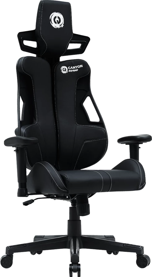 Karrige gaming CANYON Morphos ABCH01, PU lëkurë, mbështetëse krahu 2D, e zezë
