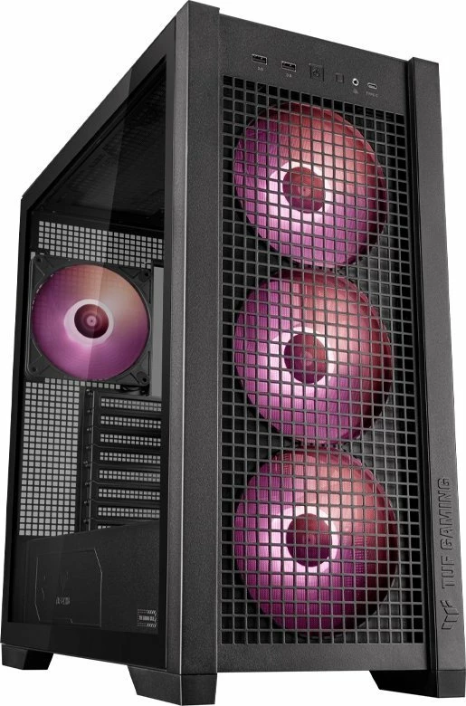 Kasë Asus TUF Gaming GT302 TG ARGB (90DC00I0-B19000), Midi Tower, e-ATX/ATX/mATX/Mini-ITX, me 4 ventilatorë ARGB 140mm, e zezë