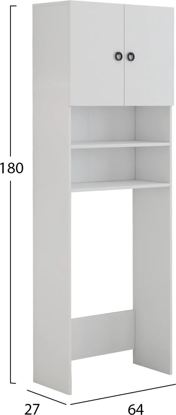 Mobilje për lavatriçe, me dollap dhe rafte, melaminë e bardhë, 64Χ27Χ180H cm, FH9122.11 6