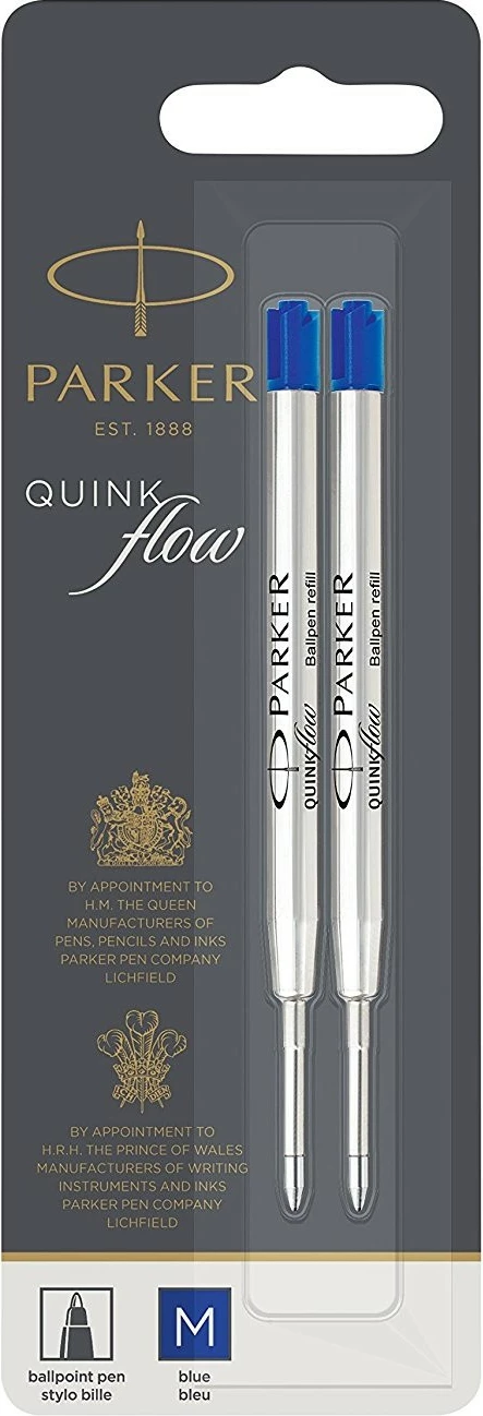 Refill për stilolaps PARKER 1950373, medium, 2 copë, ngjyrë blu/argjendtë