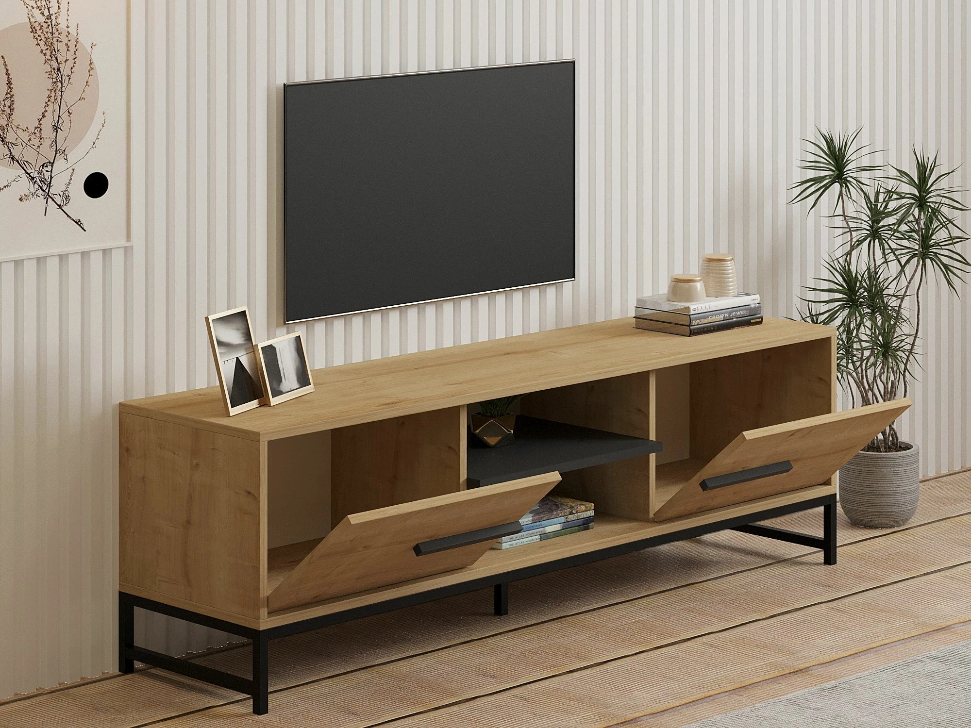 Komodë TV Hanah Home, Mono - ngjyrë lisi Sapphire Oak