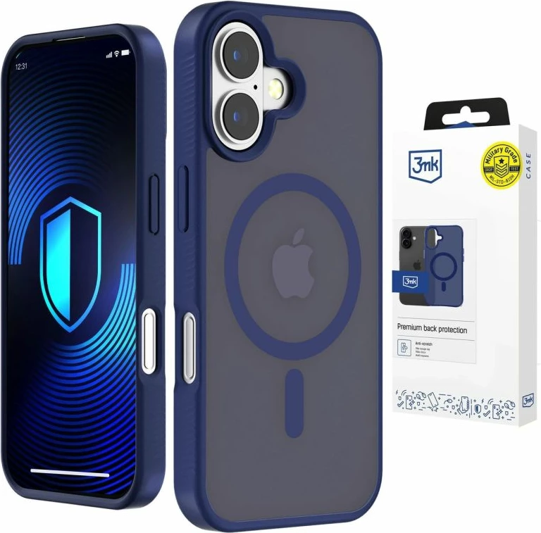Maskë telefoni 3mk Smoke MagCase për iPhone 16, blu-transparente