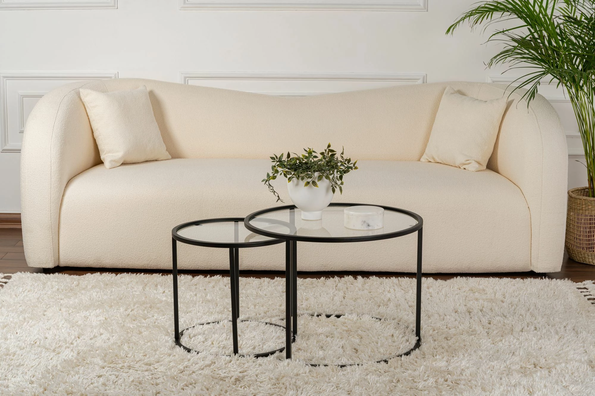 Set tavolinash kafeje Hanah Home, e zezë-transparente, 60-42