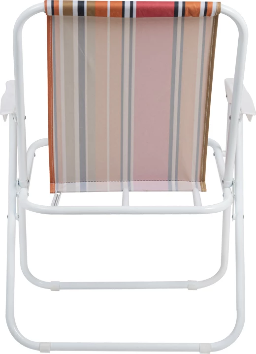 Karrige palosëse për plazh e kamping, material çeliku i bardhë, pëlhurë me vija rozë, portokalli, bardhë e kaltër, 53x56x73cm