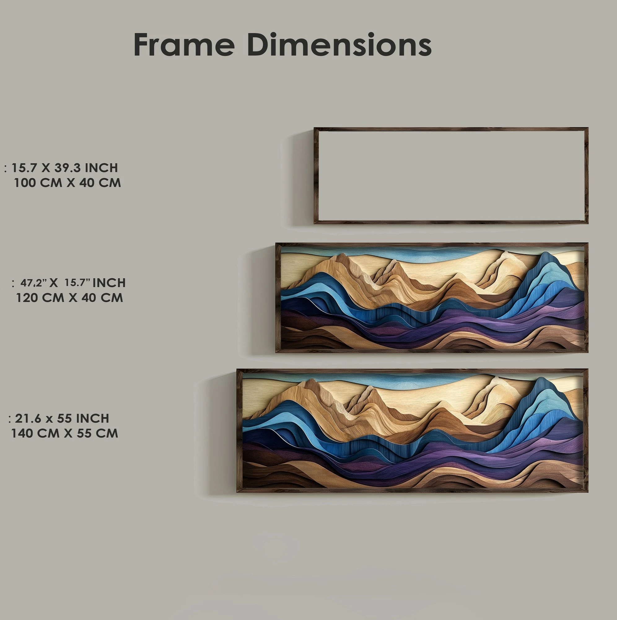 Pikturë dekorative me kornizë MDF, Wallity, EMR044, shumëngjyrëshe, 40x120x3.5cm