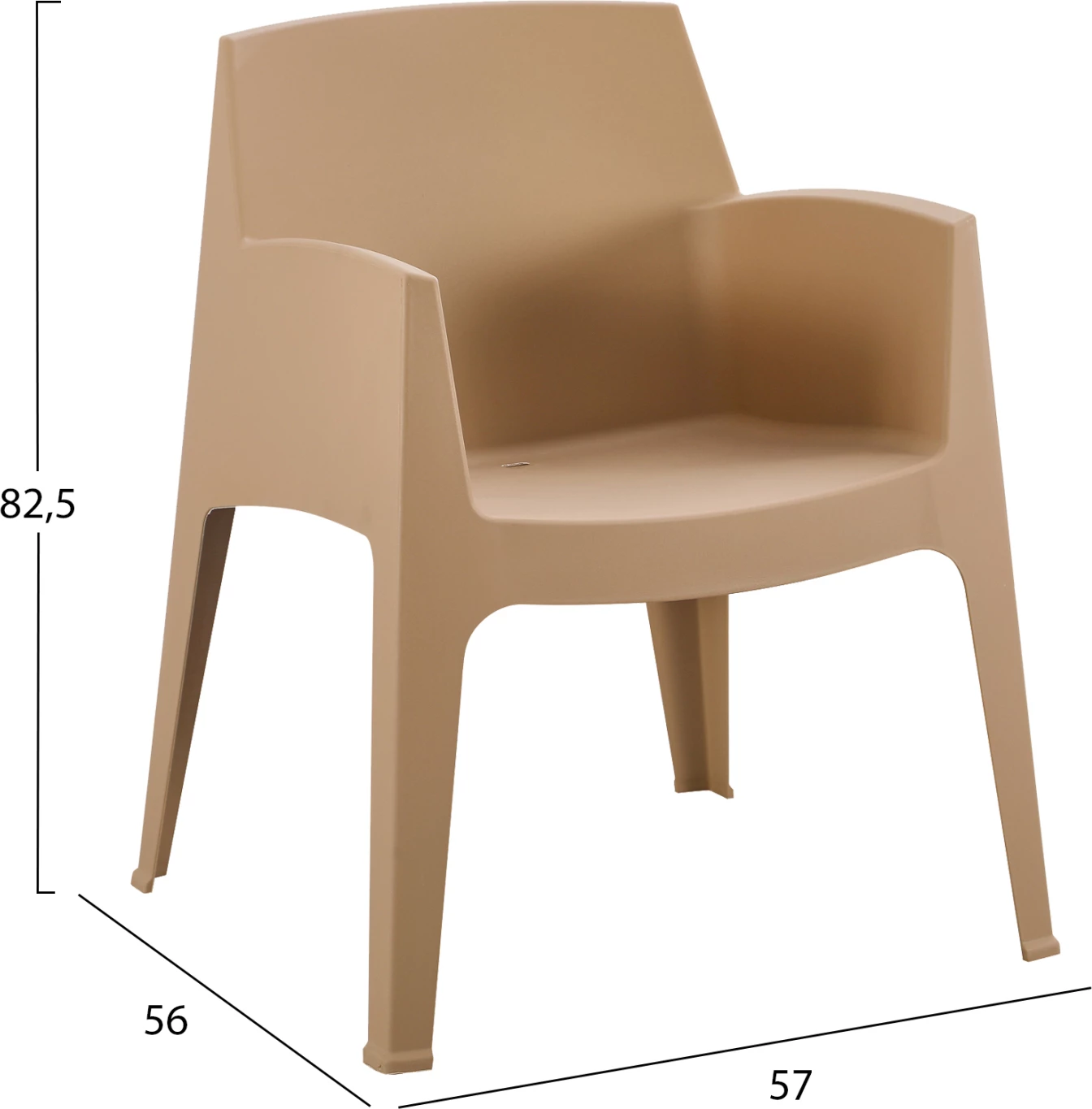 Karrige me krahë polipropileni SLEEK, ngjyrë kapuçino, FH6370.03, 57x56x82.5cm 6