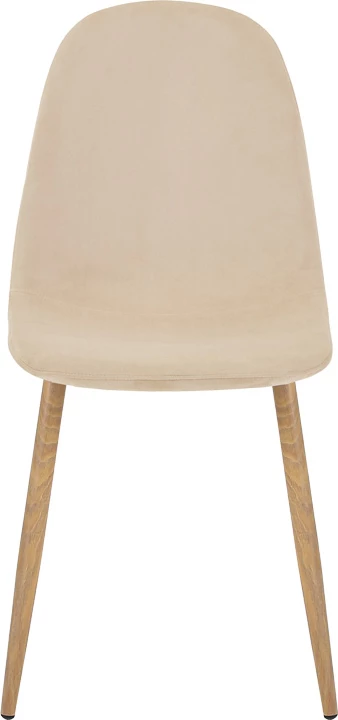 Karrige ngrënieje Bella, kadife, ngjyrë bezhë, këmbë metalike natyrale, set prej 4 copash, 43.5x52x89cm