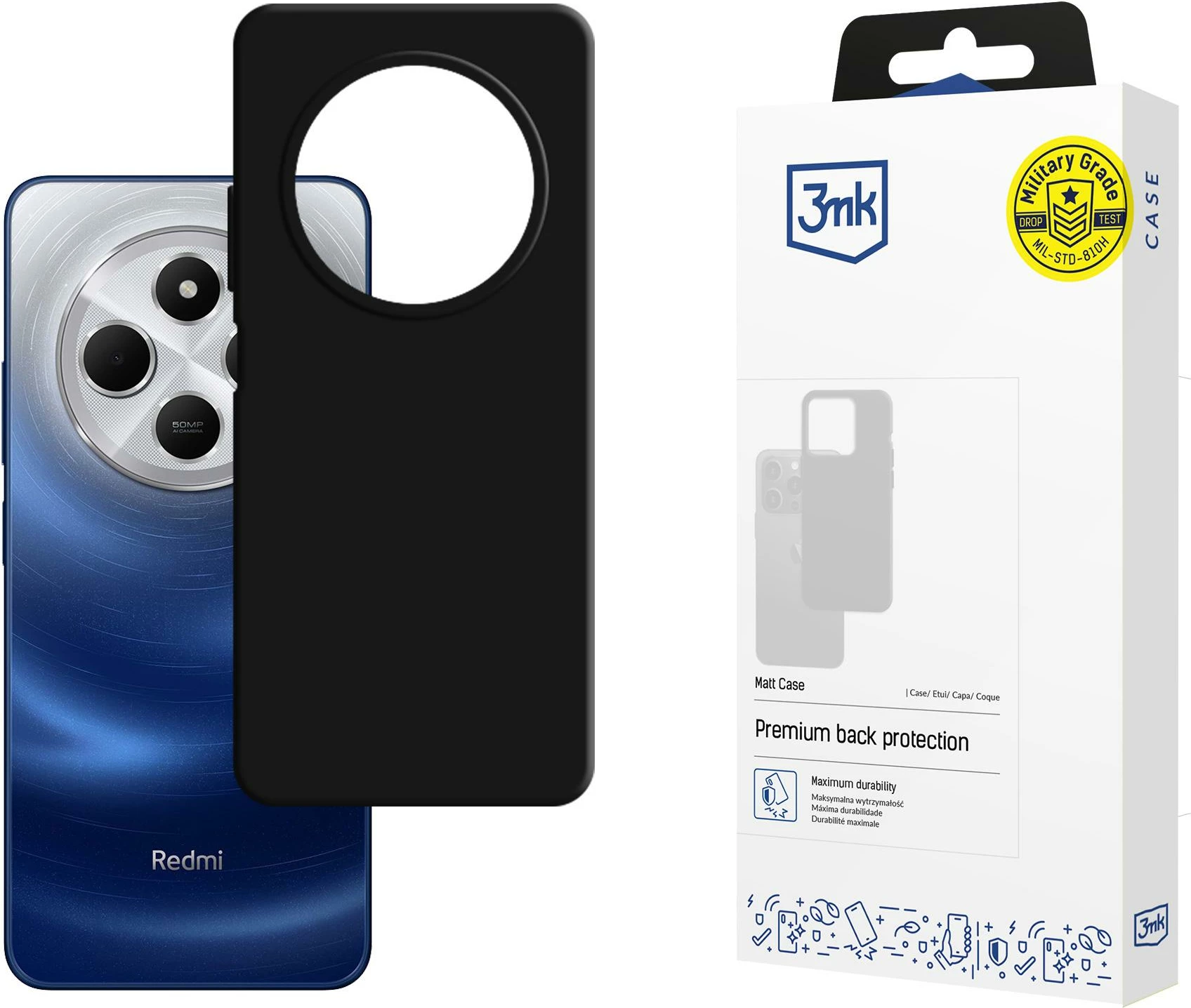 Mbështjellës 3mk Matt Case për Xiaomi Redmi 14C, i zi