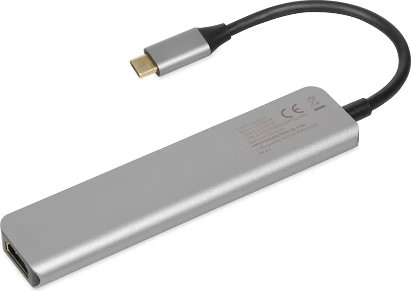 Dock për notebook IBOX IUH3SL4K, USB 3.2 Gen 1 (3.1 Gen 1) Type-C, Power Delivery 100W, Argjendtë