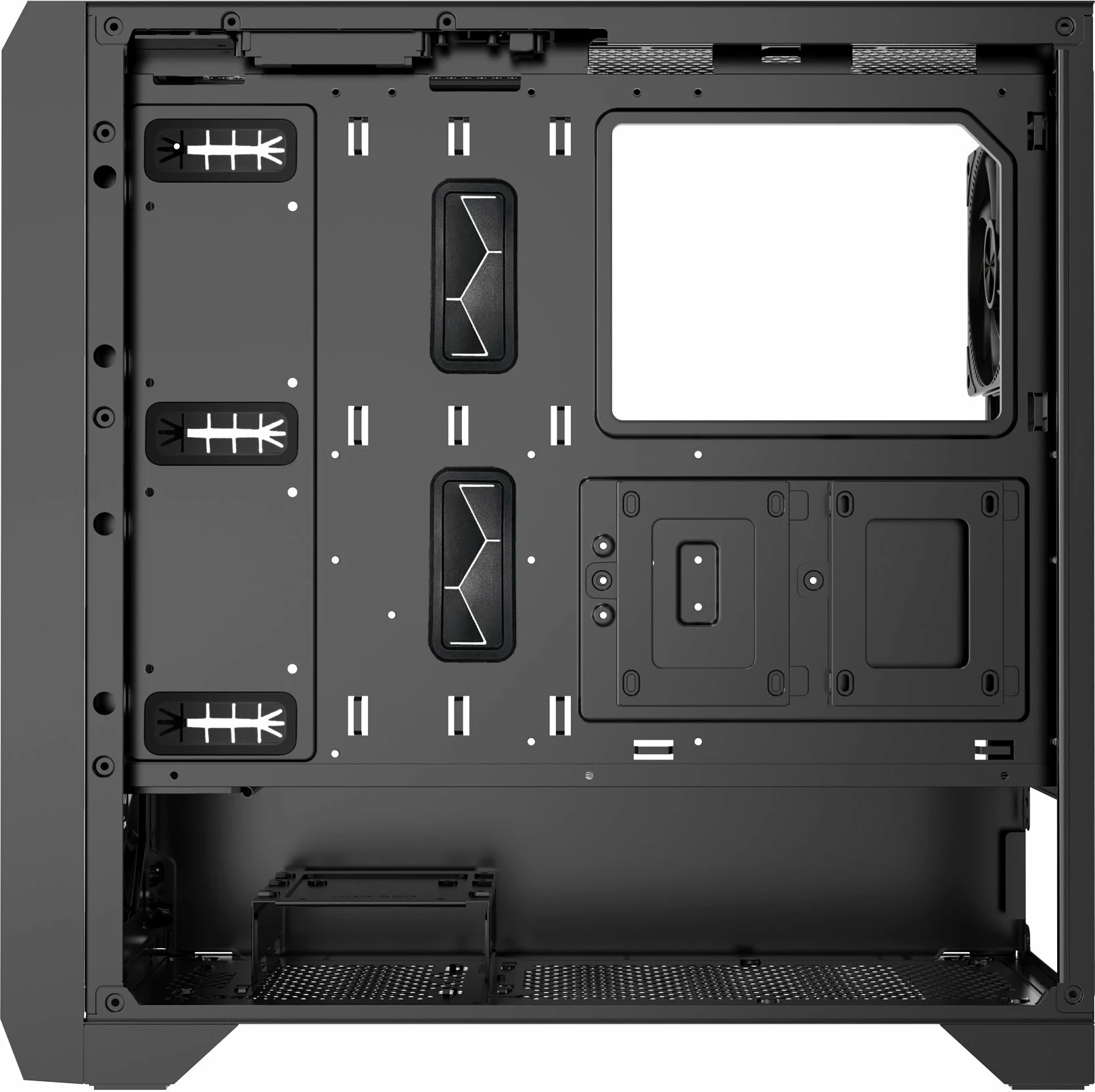Kasë PREYON Nest Windy PRENW04B Midi Tower ATX/mATX/Mini-ITX, USB-C, tempered glass, 4x 120mm PWM fan, e zezë
