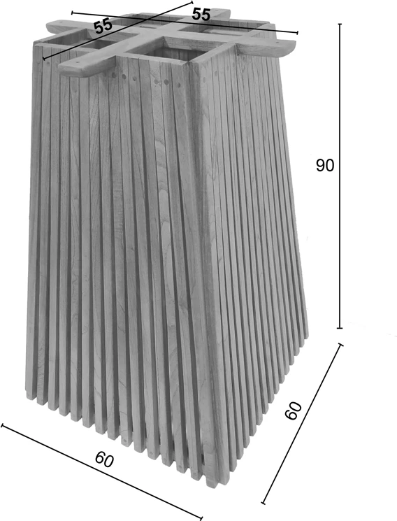 Bazë për tavolinë bar Darius dru mindi, ngjyrë natyrale, 60x60x90cm