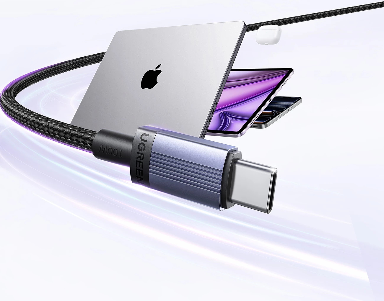 Kabëll USB-C në USB-C Ugreen PD 100W 5A 1m, e zezë