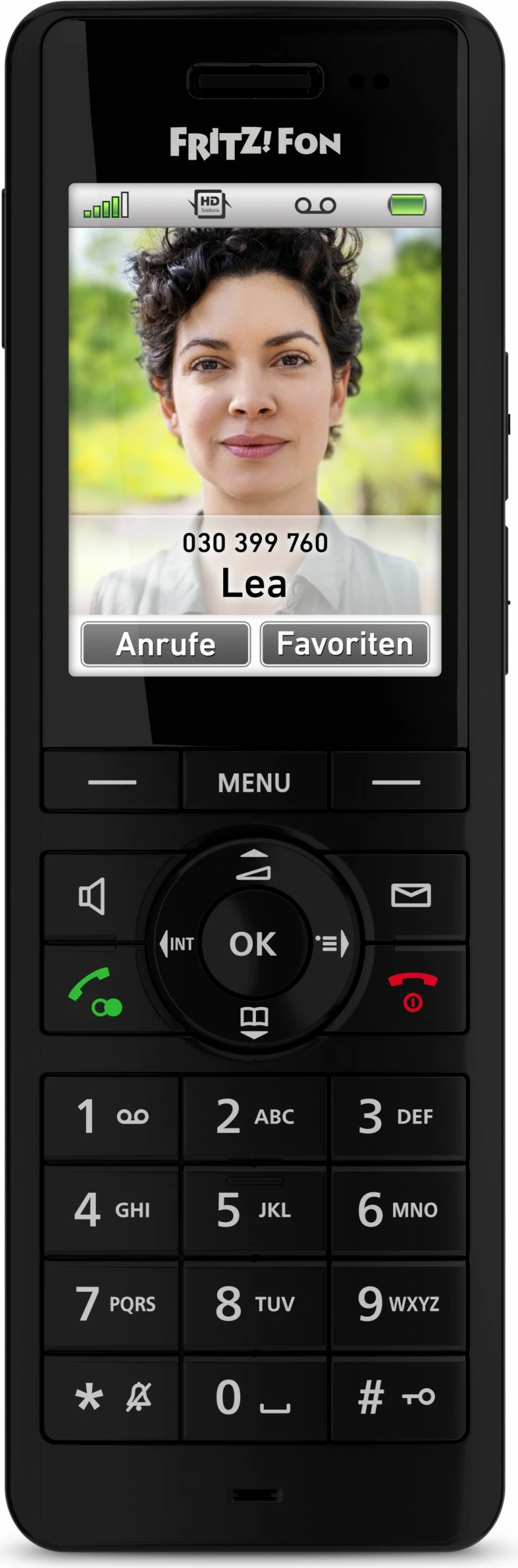 Telefon DECT AVM FRITZ!Fon X6, Mbajtës pa tel, 300 kontakte, E zezë