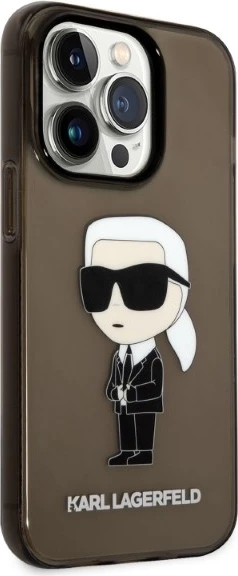 Mbështjellës Karl Lagerfeld KLHCP14LHNIKTCK për iPhone 14 Pro 6.1", i fortë, Ikonik Karl, i zi