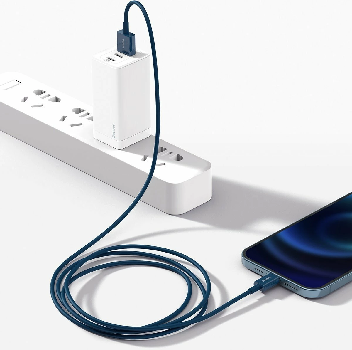 Kabllo Baseus CALYS-A03 USB në Lightning, 1m, Blu