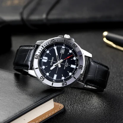 Orë dore Casio MTP-VD01L-1EV, e argjendtë/zezë