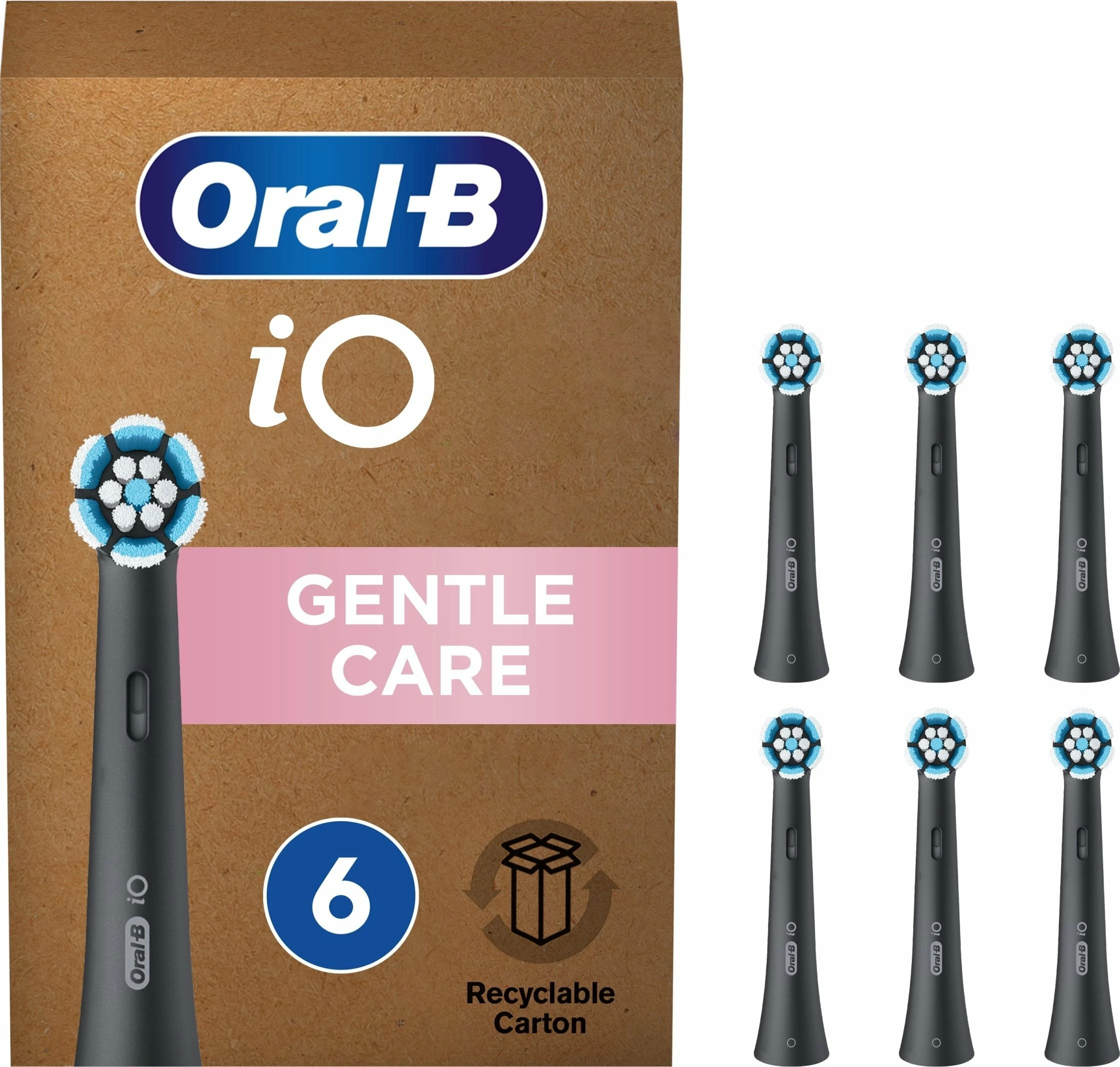 Koka zëvendësuese për furçë dhëmbësh Oral-B iO Gentle Care, 6 copë, e zezë