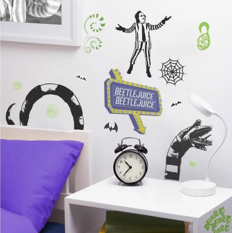 Set stickerash Paladone Beetlejuice, 4 faqe, waterproof, të heqshme, glow in the dark
