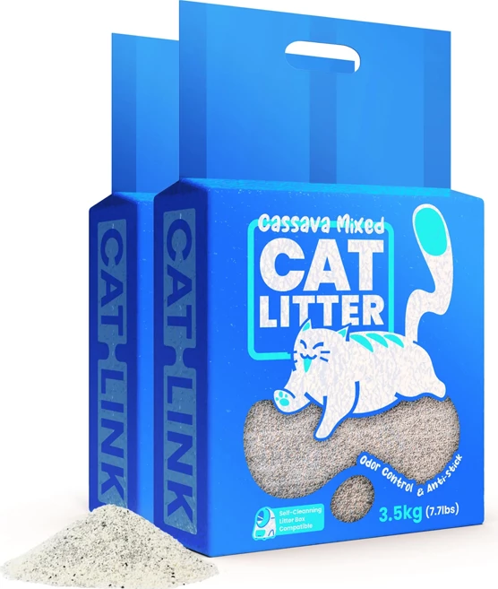 Rërë për mace, Catlink Mixed Litter, përzierje bentonit + tapioka + aditivë, klumpim 2 s, kontroll erërash, 3.5 kg