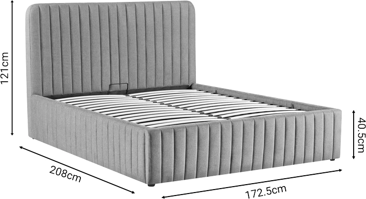 Krevat dopio Zilin, material stof, ngjyrë gri e errët, me hapësirë për depo, 160x200cm