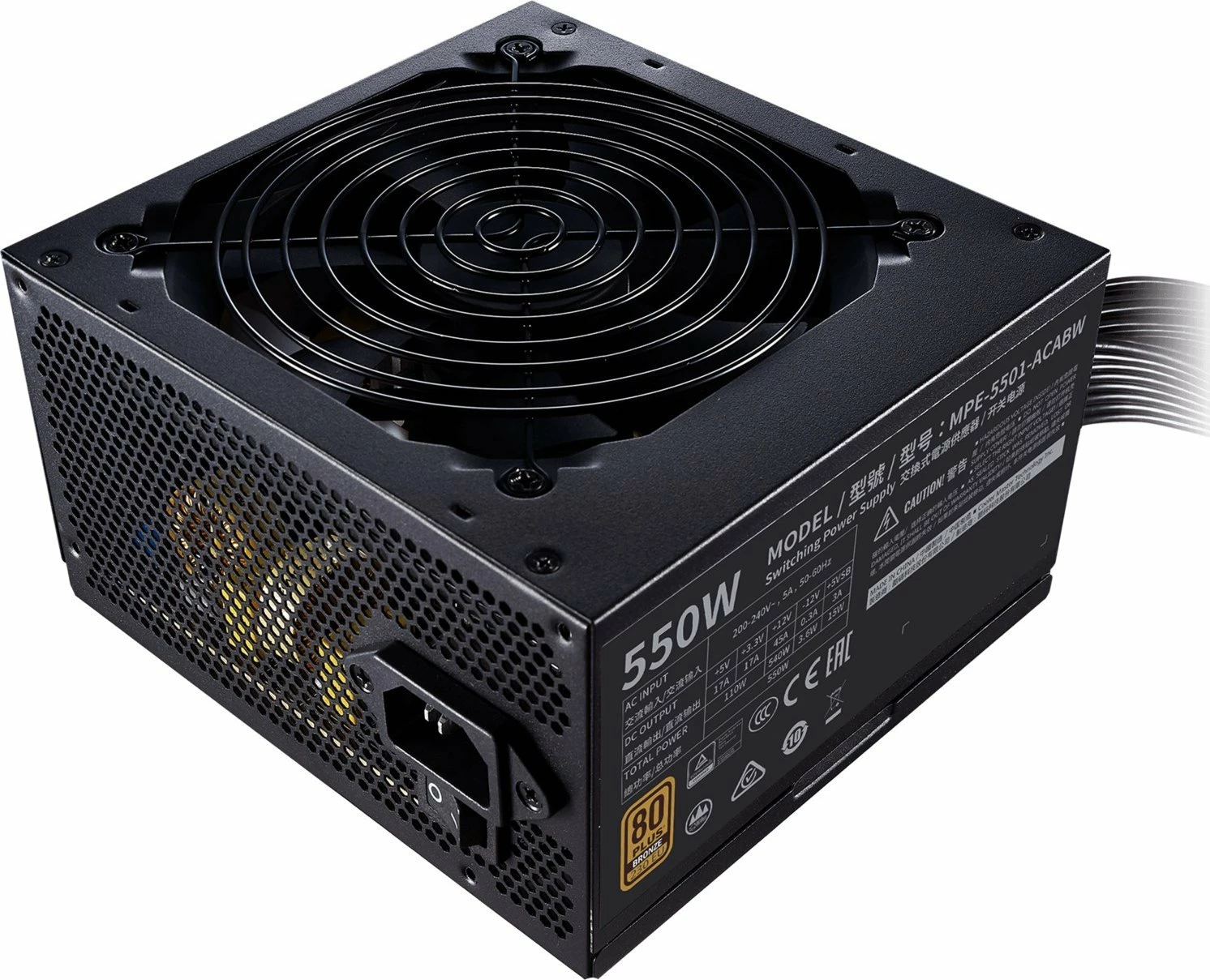 Furnizues energjie (PSU) Cooler Master MWE Bronze V2 550W MPE-5501-ACABW-BEU, 80 Plus Bronze, ATX, jo-modular, i zi