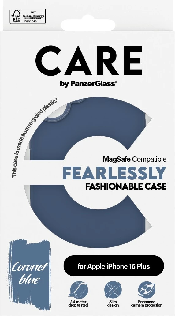 Mbështjellës PanzerGlass CARE Case MagSAFE për iPhone 16 Plus, blu
