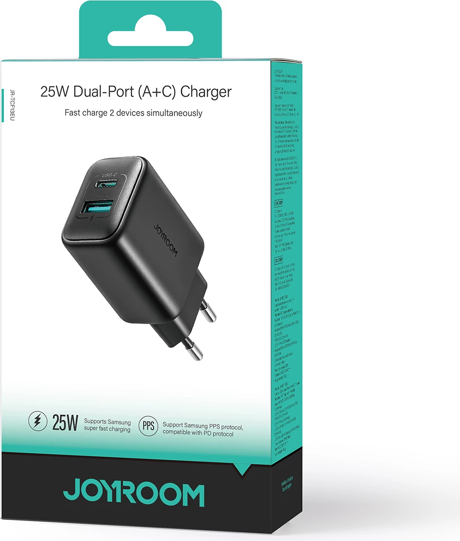 Karikues muri Joyroom JR-TCF13 25W USB-C/USB-A SFC/PPS/PD, i zi
