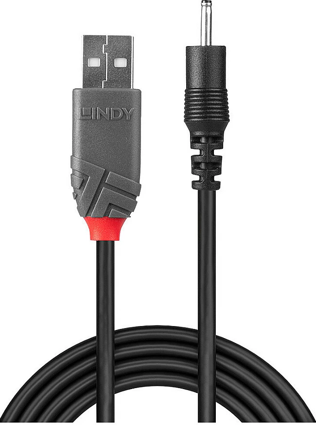 Kabllo furnizimi USB LINDY 1.5m, USB-A në DC EIAJ-01 2.5/0.7mm, 5V, e zezë