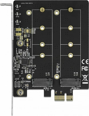 Kartelë zgjerimi PCIe DeLOCK 90432, 2x M.2 SATA (B-Key), PCIe 3.0, e zezë