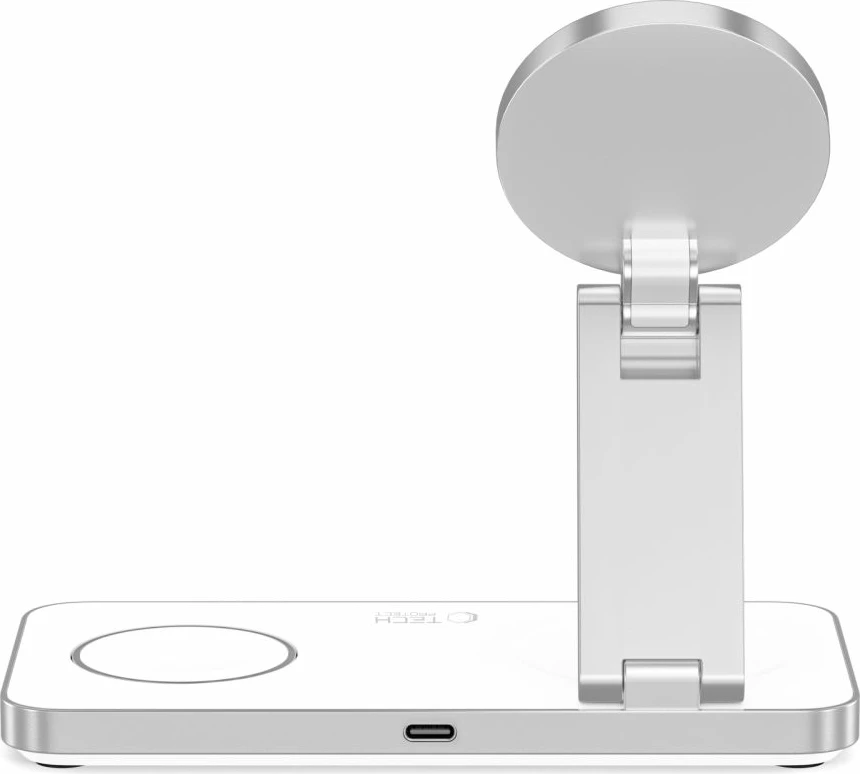 Karikues induktiv 3-në-1 Tech-Protect QI15W-A47 me MagSafe, USB-C, Bardhë
