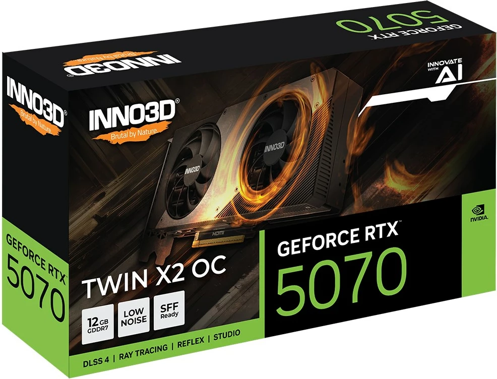 Kartelë grafike INNO3D GeForce RTX 5070 TWIN X2 OC, 12 GB, E zezë