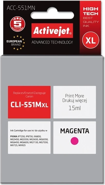 Ngjyrë zëvendësuese Activejet ACC-551MN për printer Canon, 15ml, e vjollcë