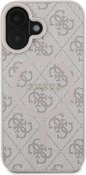 Mbështjellës Guess 4G Ring Classic Logo MagSafe për iPhone 16 Plus, Rozë