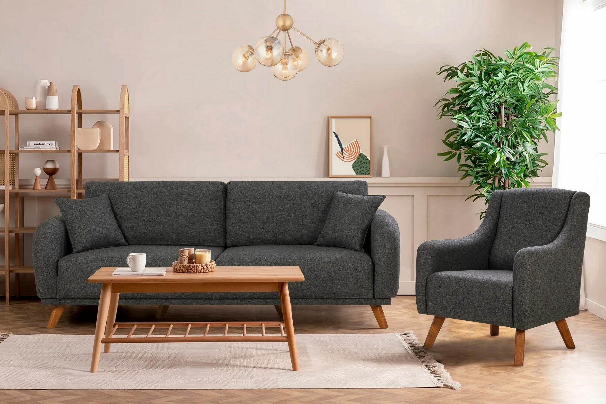 Set divan-krevat Atelier del Sofa, Hera, antracit