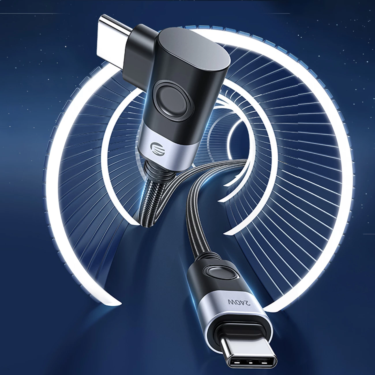 Kabllo USB-C në USB-C Orico CW240 PD 240W 2m me konektor të këndshëm, e zezë