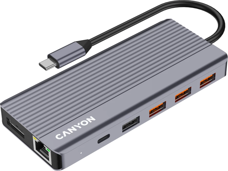 Hub USB-C CANYON DS-16 13n1 4K me Power Delivery, gri