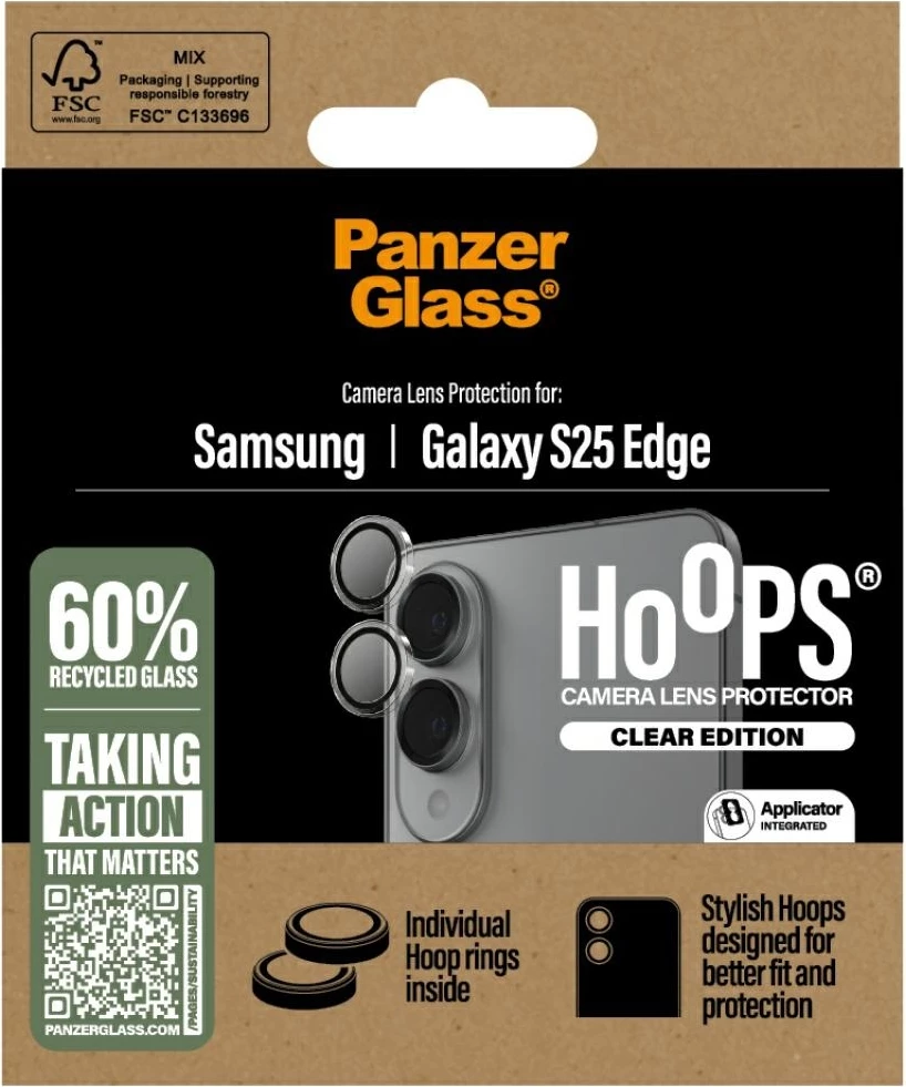 Mbrojtës lentash PanzerGlass Hoops për Samsung Galaxy S25 Edge, Transparent