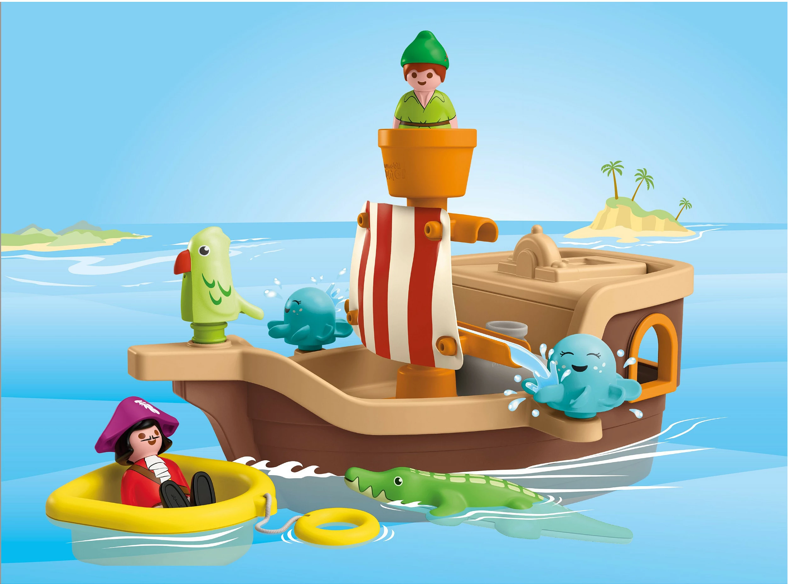 Set lodër Playmobil Junior & Disney 71769, Anije Pirate Peter Pan Aqua, shumëngjyrëshe