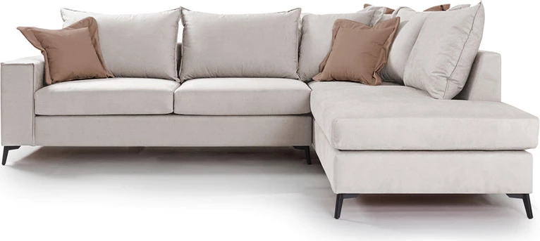 Divan qoshe Romantic qoshe e majtë, material krem-moka, 290x235x95cm