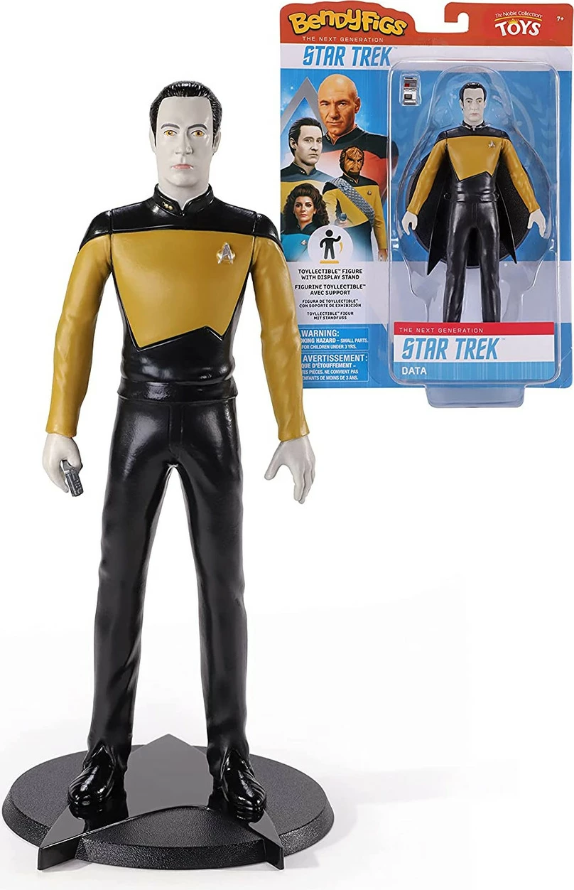 Figurinë e përkulshme Noble Collection Bendyfigs Star Trek Data 19 cm, me bazë dhe TriCorder